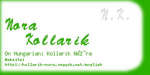 nora kollarik business card